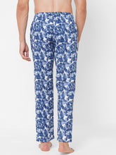 Men's Printed, Blue, Cotton, Regular Fit, Elasticated, Waistband, Pyjama  With Side Pockets